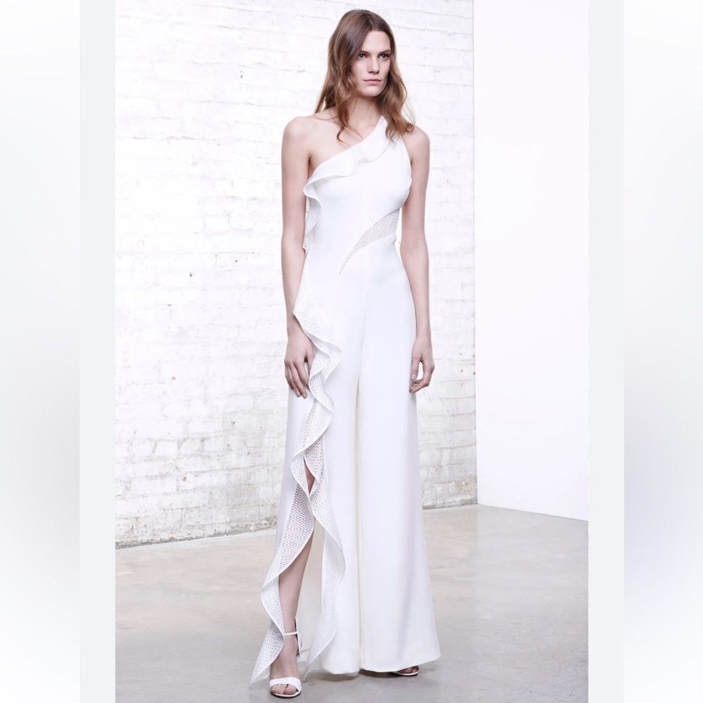 Jonathan Simkhai one shoulder white jumpsuit, US6